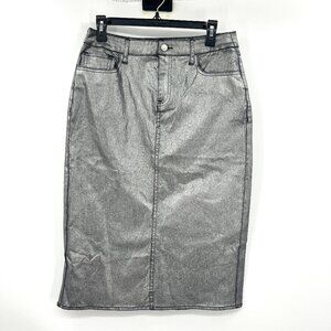 NWT Marc New York Silver Column Coated Midi Skirt Women's 8